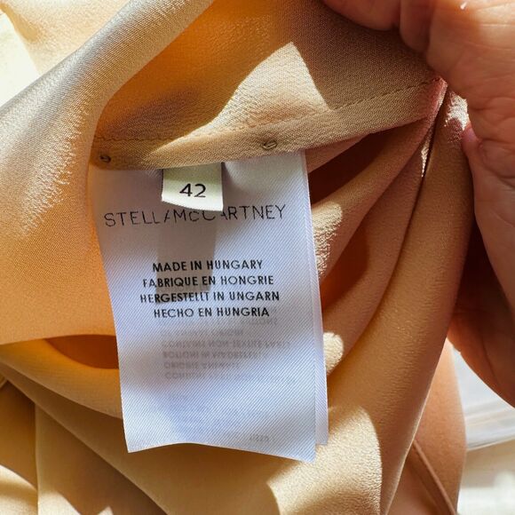 Stella McCartney Light Peach Silk Blouse Cream on Collar Button Placket Cuffs 42 - Picture 7 of 12
